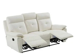 Vente-unique Bankstel 3+2-3- + 2-Zits-Relaxbank Van Wit Leer Vineta