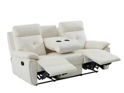 Vente-unique Bankstel 3+2-3- + 2-Zits-Relaxbank Van Wit Leer Vineta
