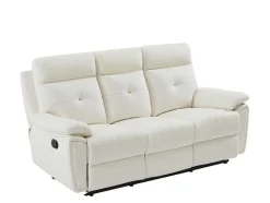 Vente-unique Bankstel 3+2-3- + 2-Zits-Relaxbank Van Wit Leer Vineta