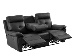 Vente-unique Bankstel 3+2-3- + 2-Zits-Relaxbank Van Zwart Leer Vineta