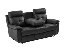 Vente-unique Bankstel 3+2-3- + 2-Zits-Relaxbank Van Zwart Leer Vineta