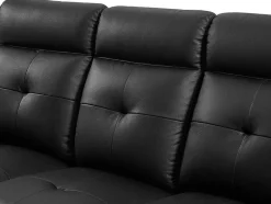 Vente-unique Bankstel 3+2-3- + 2-Zits-Relaxbank Van Zwart Leer Vineta