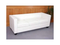 Vente-unique Set Zitbank + Fauteuil-3-2-1 Bankstel Lille (3-Delig), Kunstleer, Wit
