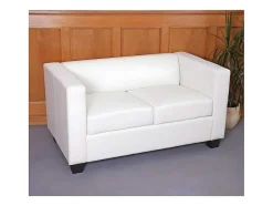 Vente-unique Set Zitbank + Fauteuil-3-2-1 Bankstel Lille (3-Delig), Kunstleer, Wit