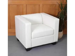 Vente-unique Set Zitbank + Fauteuil-3-2-1 Bankstel Lille (3-Delig), Kunstleer, Wit