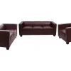 Vente-unique Set Zitbank + Fauteuil-3-2-1 Bankstel Lille (3-Delig), Kunstleer, Roodbruin