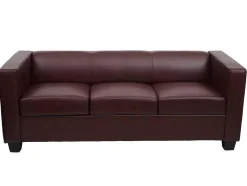 Vente-unique Set Zitbank + Fauteuil-3-2-1 Bankstel Lille (3-Delig), Kunstleer, Roodbruin