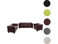 Vente-unique Set Zitbank + Fauteuil-3-2-1 Bankstel Lille (3-Delig), Kunstleer, Roodbruin
