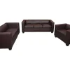 Vente-unique Set Zitbank + Fauteuil-3-2-1 Bankstel Lille (3-Delig), Kunstleer, Koffie