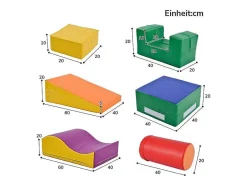 Vente-unique Spel Voor Binnen-6 Bouwstenen Voor Kinderen Of Baby'S - Trappen En Glijbaan - Klimspeelgoed - Pu + Epe - Gratis Combinatie