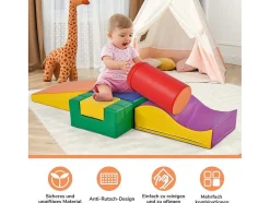Vente-unique Spel Voor Binnen-6 Bouwstenen Voor Kinderen Of Baby'S - Trappen En Glijbaan - Klimspeelgoed - Pu + Epe - Gratis Combinatie