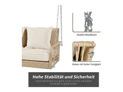 Vente-unique Hangstoel-114 Cm Hangstoel In Pe Rotan - 2 Plaatsen - 11 Cm Gewatteerd Zitkussen - Beige
