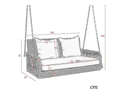 Vente-unique Hangstoel-114 Cm Hangstoel In Pe Rotan - 2 Plaatsen - 11 Cm Gewatteerd Zitkussen - Beige