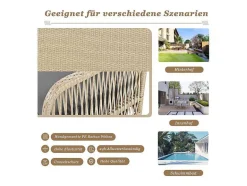 Vente-unique Hangstoel-114 Cm Hangstoel In Pe Rotan - 2 Plaatsen - 11 Cm Gecapitonneerd Zitkussen - Beige + Grijs