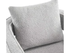 Vente-unique Fauteuil Stof-360° Draaibare Fauteuil In Grijze Badstof Met Kussen
