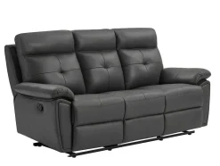 Vente-unique Bankstel 3+2-3- En 2-Zits-Relaxbank Van Grijs Leer Vineta