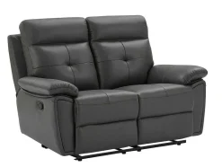 Vente-unique Bankstel 3+2-3- En 2-Zits-Relaxbank Van Grijs Leer Vineta
