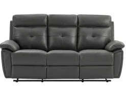 Vente-unique Bankstel 3+2-3- En 2-Zits-Relaxbank Van Grijs Leer Vineta