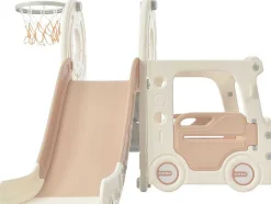 ModernLuxe Spel Voor Buiten-3 In 1 Glijbaan - Met Trap, Basketbalring - Autovorm - Roze