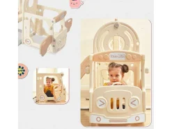 ModernLuxe Spel Voor Buiten-3 In 1 Glijbaan - Met Trap, Basketbalring - Autovorm - Roze