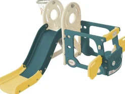 ModernLuxe Spel Voor Buiten-3 In 1 Glijbaan - Met Trap, Basketbalring - Autovorm - Groen