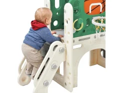 ModernLuxe Spel Voor Buiten-4 In 1 Glijbaan - Met Trap, Opbergruimte, Basketbalring - Groen