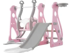 ModernLuxe Spel Voor Buiten-4 In 1 Glijbaan - Met Trap, Schommel, Basketbalring - Roze
