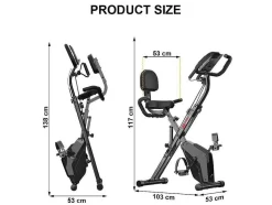 Vente-unique Fitness-3 In 1 Opvouwbare Hometrainer, Magnetische X-Bike Ligfiets Fitness Bike Met 8-Level Verstelbare Weerstand Voor Home Gym Workout