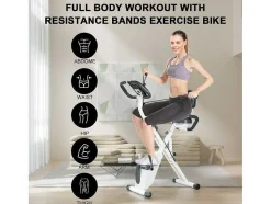 Vente-unique Fitness-3 In 1 Opvouwbare Hometrainer, Magnetische X-Bike Ligfiets Fitness Bike Met 8-Level Verstelbare Weerstand Voor Home Gym Workout