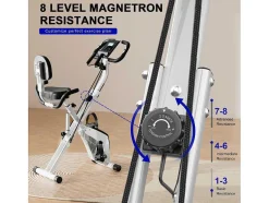 Vente-unique Fitness-3 In 1 Opvouwbare Hometrainer, Magnetische X-Bike Ligfiets Fitness Bike Met 8-Level Verstelbare Weerstand Voor Home Gym Workout