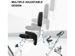 Vente-unique Fitness-3 In 1 Opvouwbare Hometrainer, Magnetische X-Bike Ligfiets Fitness Bike Met 8-Level Verstelbare Weerstand Voor Home Gym Workout