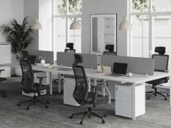 Workēa Kantoormeubilair-6 Persoons Bureau Bank - Wit - L140 Cm - Met Tussenschotten - Downtown