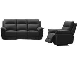 Vente-unique Set Zitbank + Fauteuil-3 Zits Relaxbank En -Fauteuil Van Buffelleer Pakita - Zwart