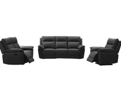 Vente-unique Set Zitbank + Fauteuil-3+2 Zits Relaxbank En -Fauteuil Van Buffelleer Pakita - Zwart