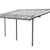 EXPERTLAND Prieel, Pergola, Gazebo En Kiosk-Aanleunende Pergola In Aluminium 15,1M Antraciet Alvaro - L497Xd305Xh240/285 Cm