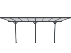 EXPERTLAND Prieel, Pergola, Gazebo En Kiosk-Aanleunende Pergola In Aluminium 15,1M Antraciet Alvaro - L497Xd305Xh240/285 Cm