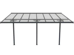 EXPERTLAND Prieel, Pergola, Gazebo En Kiosk-Aanleunende Pergola In Aluminium 15,1M Antraciet Alvaro - L497Xd305Xh240/285 Cm