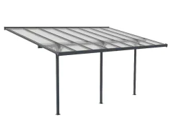 EXPERTLAND Prieel, Pergola, Gazebo En Kiosk-Aanleunende Pergola In Aluminium 15,1M Antraciet Alvaro - L497Xd305Xh240/285 Cm