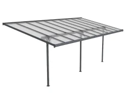 EXPERTLAND Prieel, Pergola, Gazebo En Kiosk-Aanleunende Pergola In Aluminium 18,8M Antraciet Alvaro - L618Xd305Xh240/285 Cm