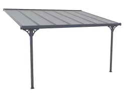 EXPERTLAND Prieel, Pergola, Gazebo En Kiosk-Aanleunende Pergola In Aluminium 13,2M Antraciet Alvaro - L436Xd305Xh240/285 Cm