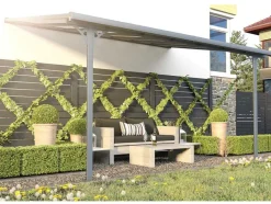 EXPERTLAND Prieel, Pergola, Gazebo En Kiosk-Aanleunende Pergola In Aluminium 13,2M Antraciet Alvaro - L436Xd305Xh240/285 Cm