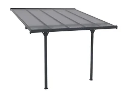EXPERTLAND Prieel, Pergola, Gazebo En Kiosk-Aanleunende Pergola In Aluminium 9,5M Antraciet Alvaro - L314Xd305Xh240/285 Cm