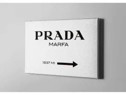 EPIKASA Decoratieve Wandplaat-Afdrukken Op Canvas Prada Marfa, Wit, Zwart, 45X3X70 Cm,