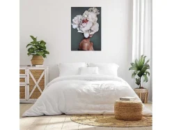 EPIKASA Decoratieve Wandplaat-Afdrukken Op Canvas Vrouw En Bloemen 02, Roze, Wit, Blauw, 50X3X70 Cm,