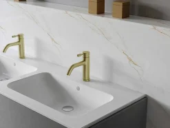 Shower & Design Kraan-Afgeronde Mechanische Mengkraan - Goud Met Satijnglans - Adour