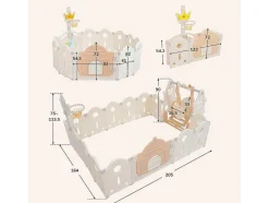 ModernLuxe Babymeubel-Afneembare En Opvouwbare Babybox 12+2 Met Speelbord, Basketbalring En Schommel Poederroze
