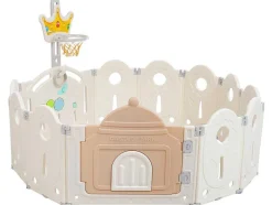 ModernLuxe Babymeubel-Afneembare En Opvouwbare Babybox 12+2 Met Speelbord, Basketbalring En Schommel Poederroze