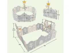ModernLuxe Babymeubel-Afneembare En Opvouwbare Babybox 12+2 Met Speelbord, Basketbalring En Schommel Lichtgrijs