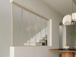 Vente-unique Glazen Binnenraam-Afsluitlat Voor Glazen Binnenraam In Aluminium Met Poedercoating - H105 Cm - Lichte Houtlook - Bayview