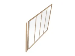 Vente-unique Glazen Binnenraam-Afsluitlat Voor Glazen Binnenraam In Aluminium Met Poedercoating - H130 Cm - Lichte Houtlook - Bayview